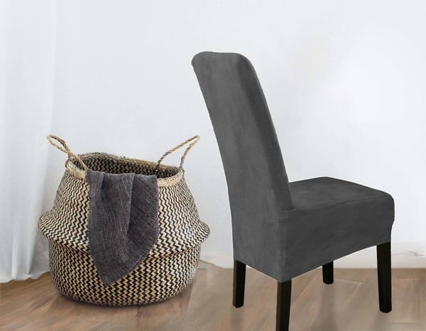 Klädsel stol tjockt sammet mörkgrå storlek L stor högt ryggstöd 70cm