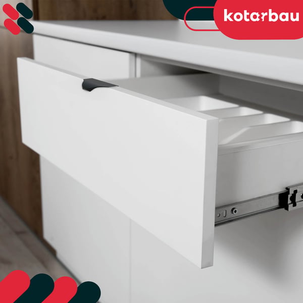 Kotarbau® møbelgreb med moderne kant, aluminium, matsorte, 128/148 mm, sæt à 2