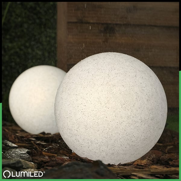 Havelampe udendørs STONE LED-kugle LUMIKULA 20cm E27 IP65 LUMILED