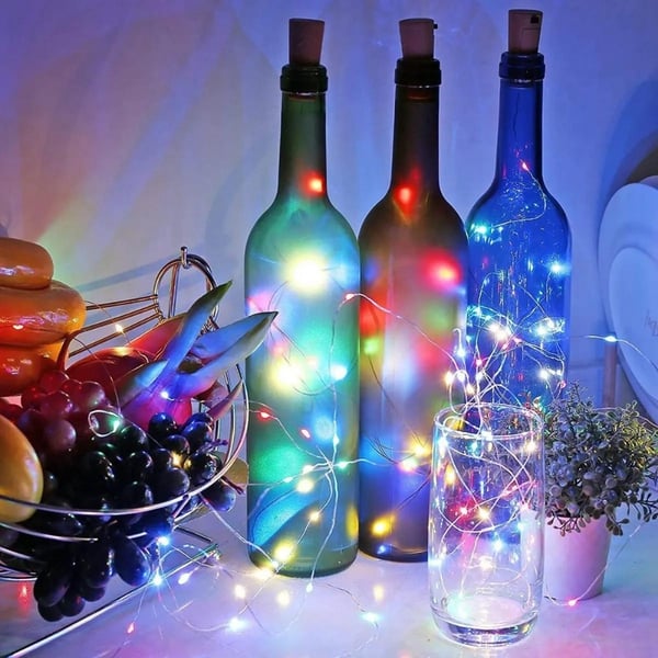 LED-belysning, batteridrevne ledninger, juletræslys, 20 LED'er, 2m, kold, varm