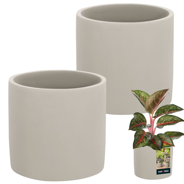 KOTARBAU® 2 st. cylinderformade blomkrukor 16 cm keramik betong växtskydd