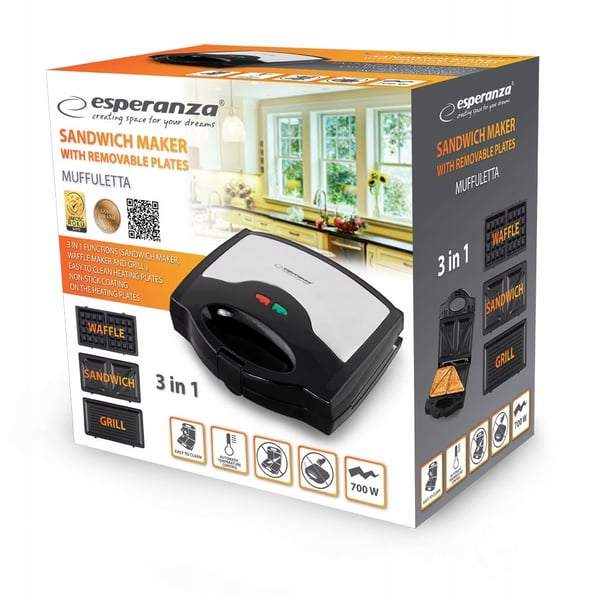 Esperanza muffuletta EKT005 Universal 3-i-1 Brödrost