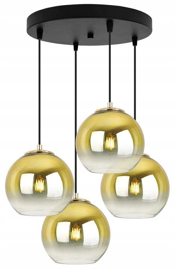 Hængende loftslampe med gylden lampeskærm 15 cm