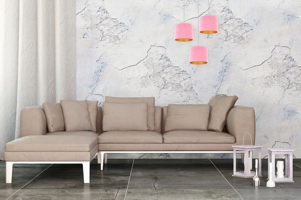 ELEGANT HÆNGELAMPE, GYLDEN LOFTSLAMPE, FLØJLSSKÆRM