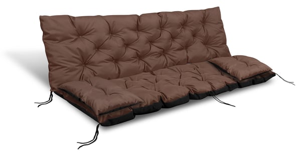 Havepude 120x60x50 cm + 2 puder til gyngestol vandtæt brun