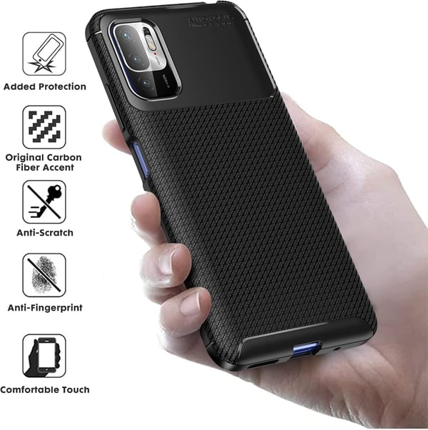Bagcover til Xiaomi Redmi Note 10 5G / Poco M3 Pro 5G sort + 3x glas
