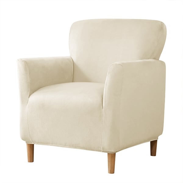 Päällinen pieneen nojatuoliin S, sametti, kermanvärinen