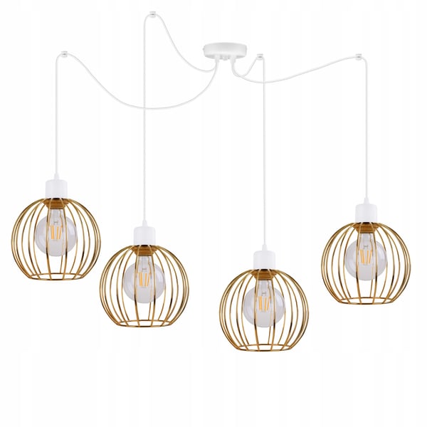 Lofthængende lampe med lysekrone i gylden edderkop-stil