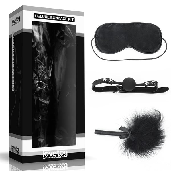 Lovetoy BDSM Deluxe bondage set med mask, fjäder och boll
