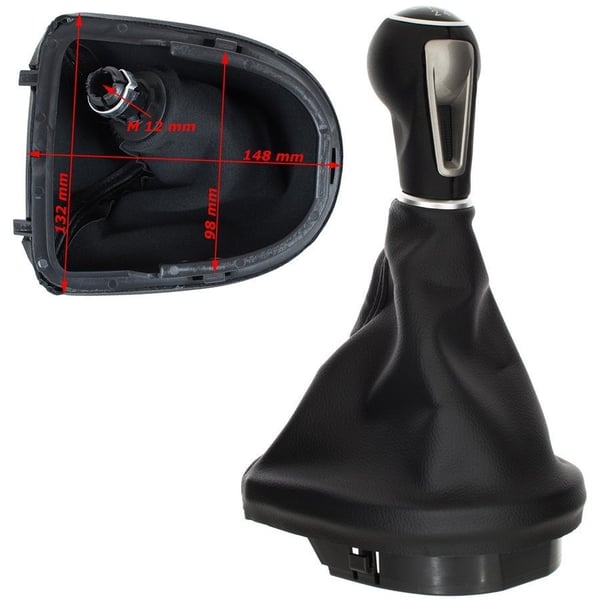 Seat Leon II 05-13 SVART ECO LÄDER växelspaksknopp + damask med ram 6 VÄXLAR