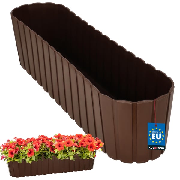 Oval urtepottekasse til altan terrasse rustik brun 600 mm