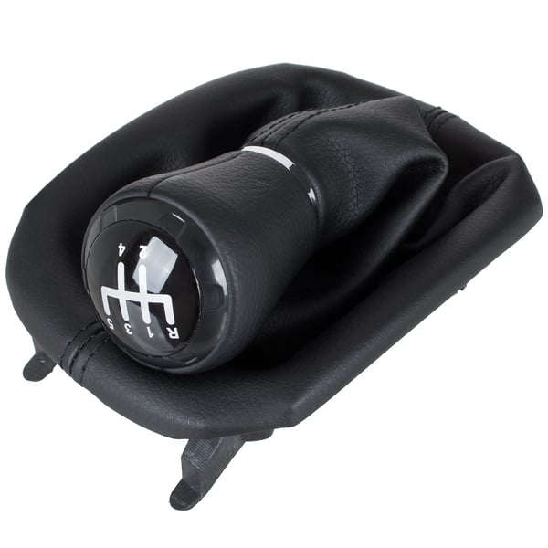 Audi A3 8L 96-03 SORT ECO LÆDER 5 GEARKNOP + SORT GEARHÆNG med ramme 12 MM HUL