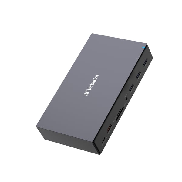 Verbatim USB-C Pro dockningsstation CDS-17 3xHDMI 2xDP RJ-45 5xUSB 2xUSB-C SD microSD DC-ljud