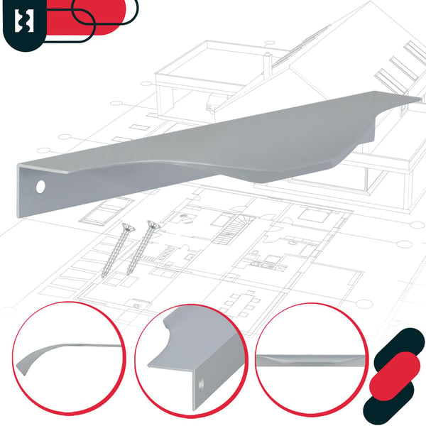 Kotarbau Moderna møbelgreb i aluminium med sølvkant 160/180 mm sæt 2 stk