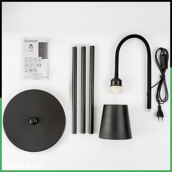Kalso Lumiled E27 LED-golvbordslampa svart med höjdjustering
