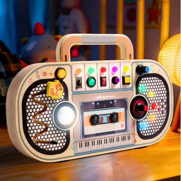 Puinen Montessori-lauta, opettavainen radiosoitto, manipuloiva LED