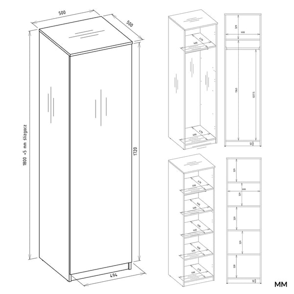 Malwa SD-50 hvid garderobe