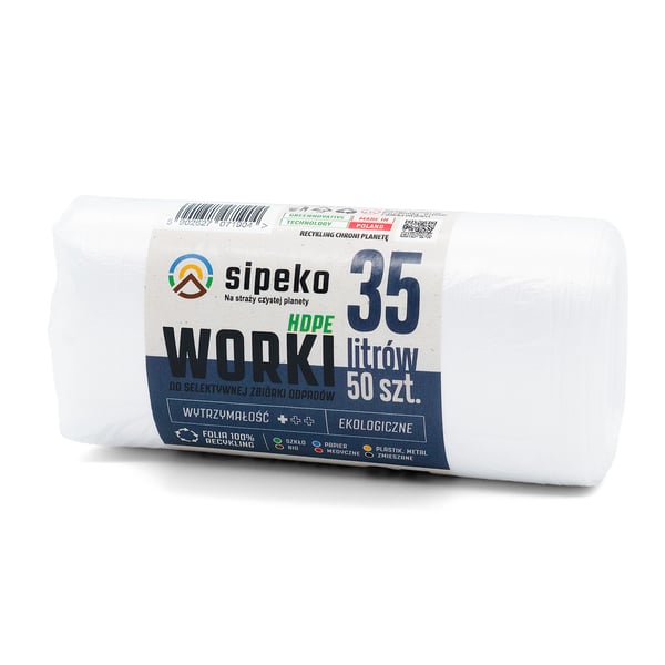 Affaldsposer 35l hvide HDPE 50 stk.
