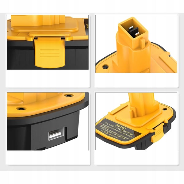 Dewalt DCB201 adapter för Dewalt och Milwaukee 18V batterier gul/svart