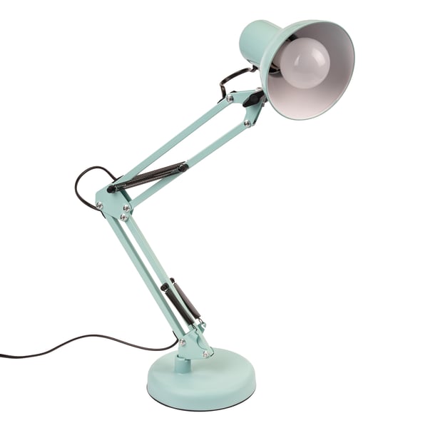 Työpöydän lamppu Piirustus pöytälamppu E27 TOBI Pastellin sininen Lumiled + pöydän kiinnike