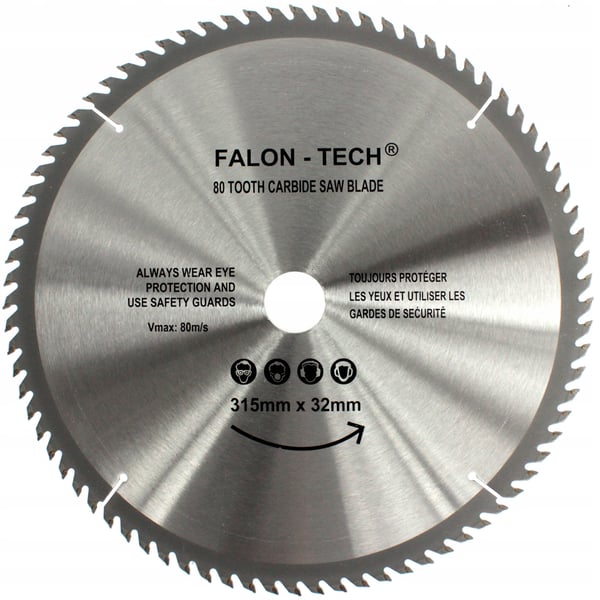 Falon-Tech sågblad med hårdmetallspets för trä 315 mm x 32 mm 80T