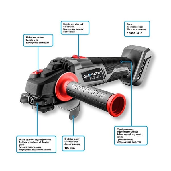125 mm ENERGY+ 18V BØRSTELØS VINKELSLIBER UDEN AKKU - T 58G026