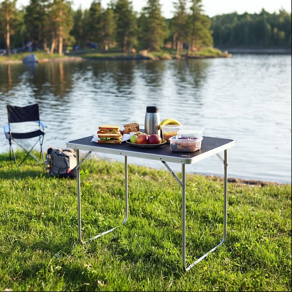 Leirintäpöytä 60x40x50 cm tummanharmaasta NILS CAMP NC3401