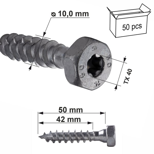 Skruer til tømrersamlinger SSH 10,0x50mm