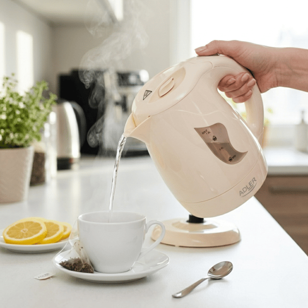 Adler elektrinen vedenkeitin 1L, moderni muotoilu, beige