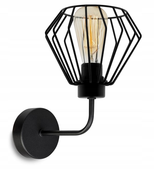 ELEGANT RETRO VÆGLAMPE MED TRÅD SORT LOFT