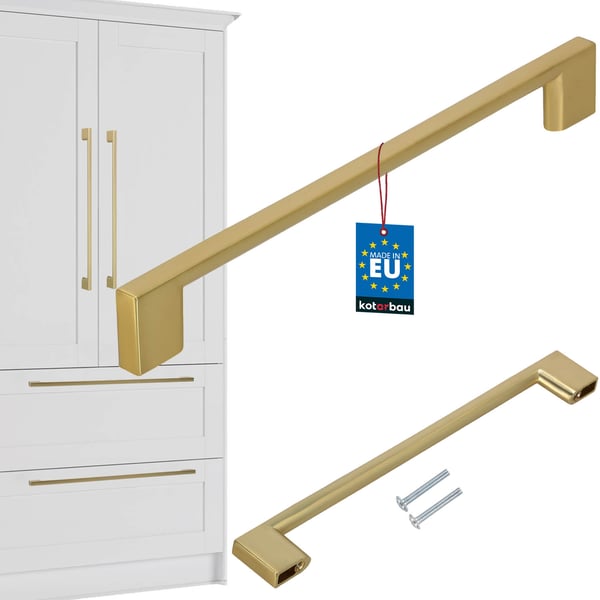 KOTARBAU køkkengreb klassisk moderne aflang mat guld 221 mm afstand 192 mm
