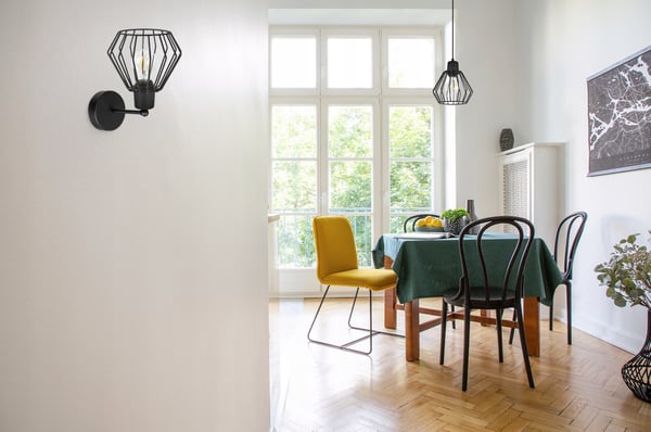 VÆGLAMPE, FIRKANTET LAMPE, METALLAMPE, TRÅD, LED