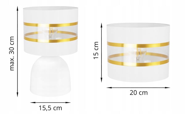 NATBORDLAMPE, ELEGANT GYLDET LAMPESKÆRM, 20 CM