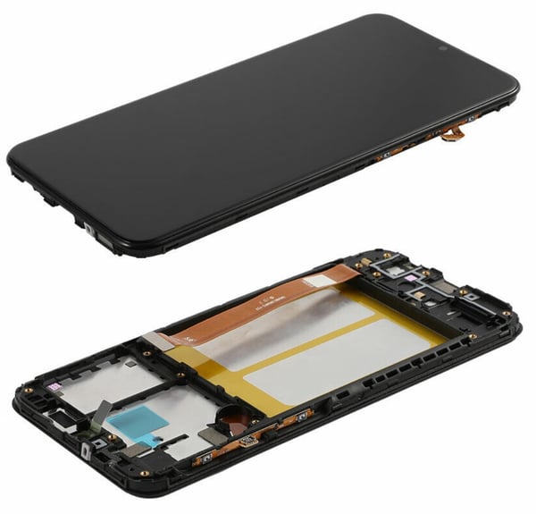 Original LCD-skærm + touchskærm Samsung SM-A202 Galaxy A20e (IPS) sort ramme