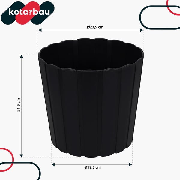 Muovinen kukkaruukku kukille ja yrteille parvekkeelle tai terassille, antrasiitti, 24 cm, 6 kpl.