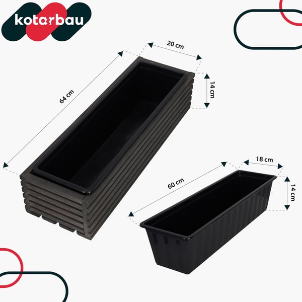 KOTARBAU Trälåda för terrass med insats antracitgrå 64 x 20 cm