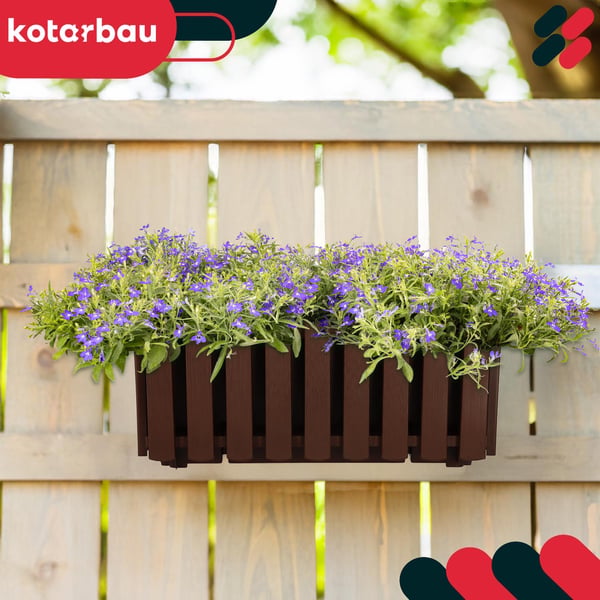 Blomkruka balkonglåda för balustrad terrassblommor brun 40 cm 4 st