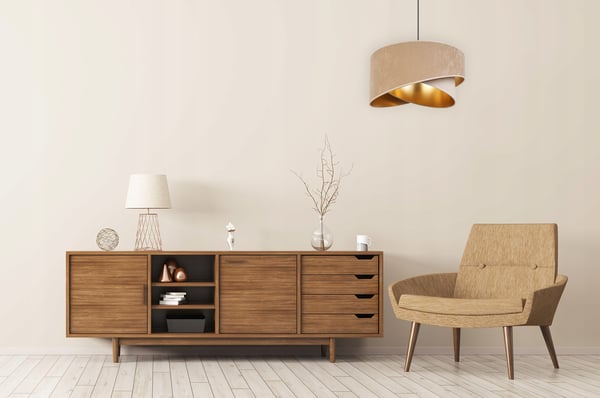 HÆNGENDE LAMPE LOFTSKRONE GYLDEN FLØJLSSKÆRM
