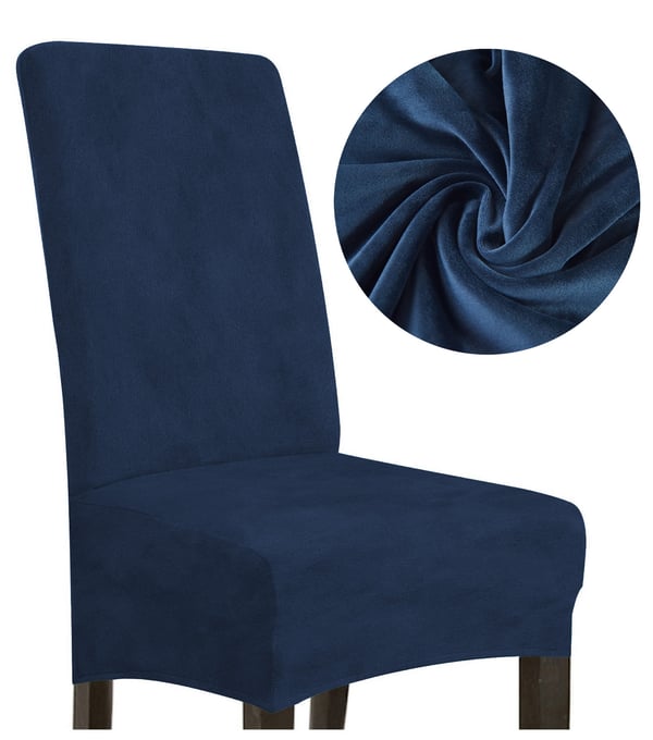 Paksu samettinen tuolinpäällinen, tummansininen, koko L, suuri, korkea selkänoja 70 cm