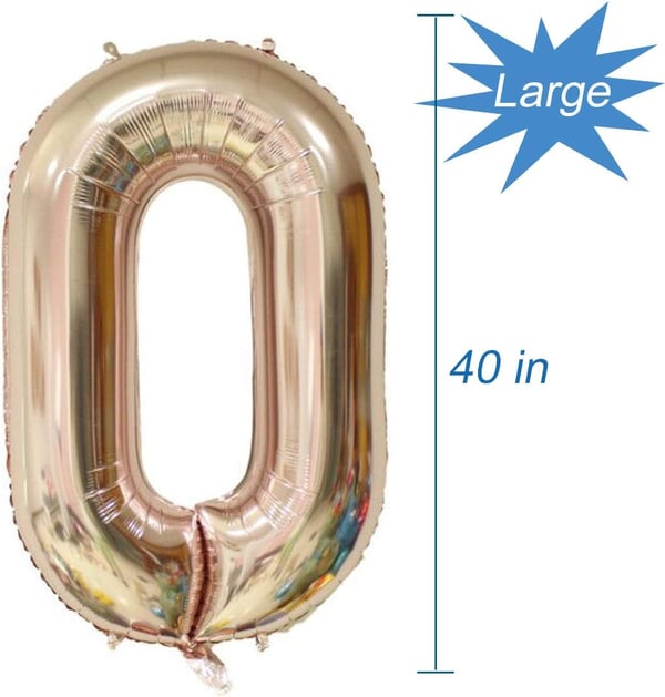 Stor folieballon til jubilæum fødselsdag nummer 0 rosaguld 100 cm