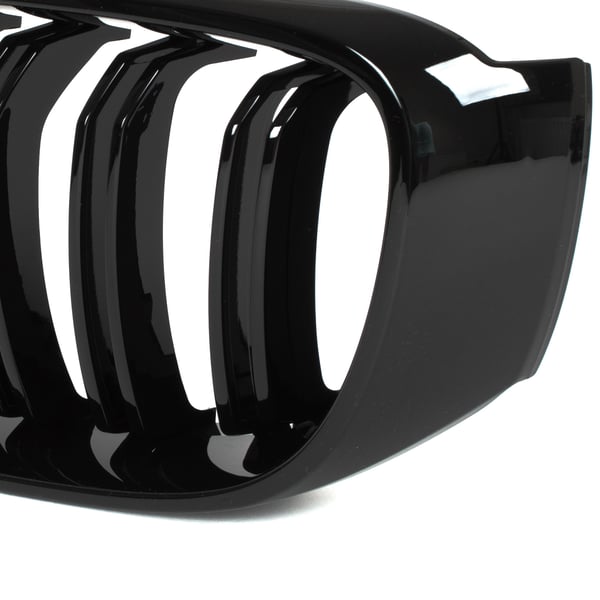 BMW 3 F34 GT 13-20 gitter mellem forlygterne (nyrerne) venstre + højre sæt SORT GLOSSY DOBBELT BAR