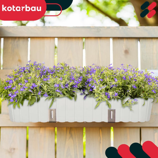 Blomkrukslåda oval rustik vit för balkong 600 mm