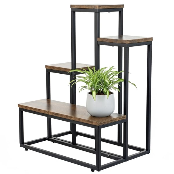 Stående blomställning för blommor och växter, metallloft, 6 krukor, industriell, 68 cm