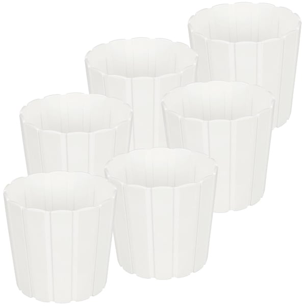 Muovinen kukkaruukku kukille ja yrteille parvekkeelle tai terassille, valkoinen, 15 cm, 6 kpl.