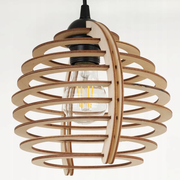 Hængende lampe, loftslysekrone, træ, LED lampeskærm