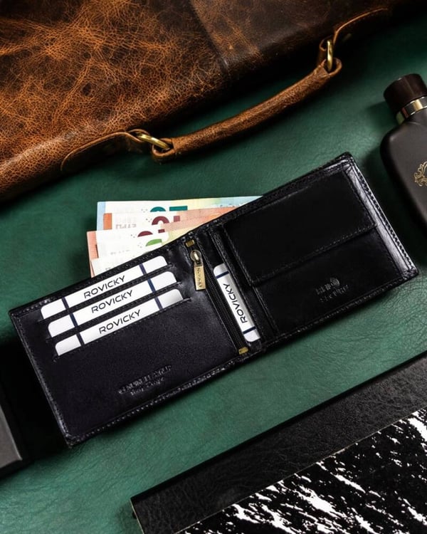 Herrplånbok i läder med RFID-system - Rovicky