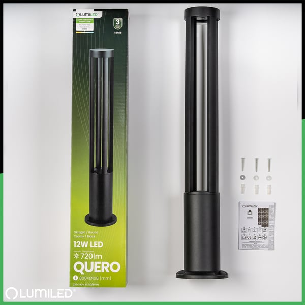 Trädgårdslampa stolpe utomhus stående 12W LED 4000K QUERO 80cm LUMILED