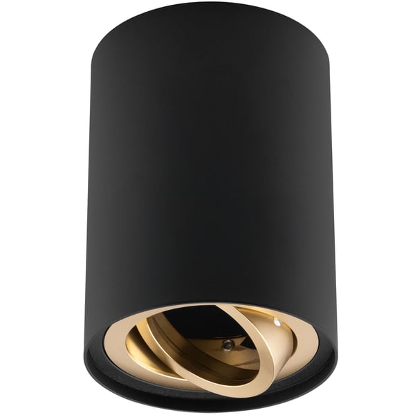 Overflademonteret HALOGEN Spot Tube Flytbar GU10 Rund Sort og Guld 115mm AMAT-L LUMILED