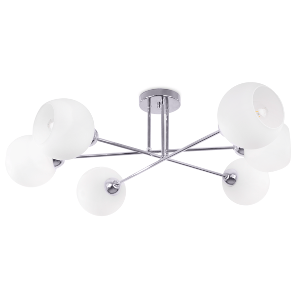 ASTURIA LOFTLAMPE KROM 6 PLADER HVID LAMPESKÆRM E27