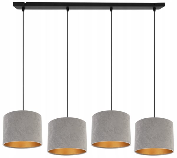 ELEGANT HÆNGELAMPE MED GYLDEN FLØJLSSKÆRM
